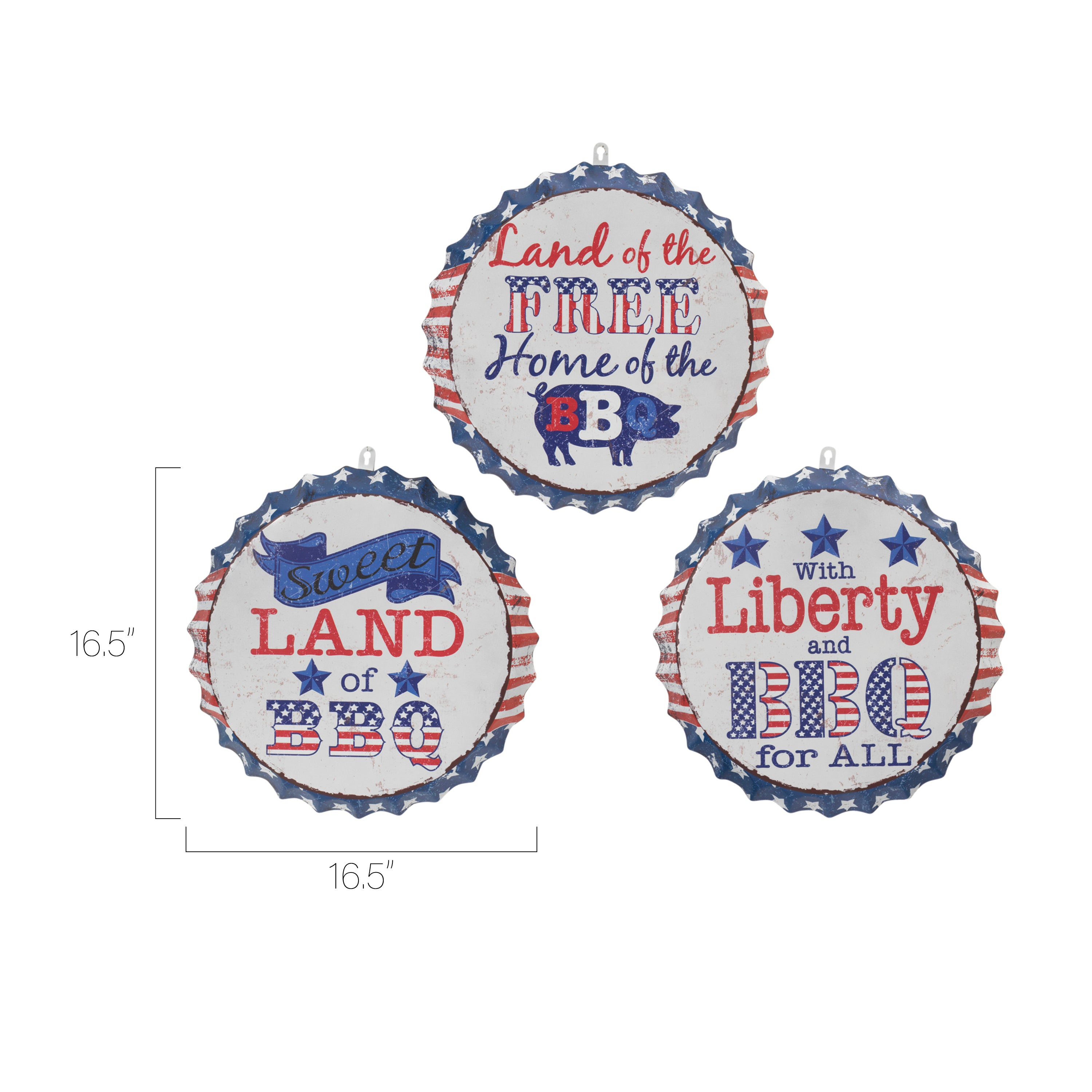Vintage 16.53 Inch Bottle Cap Signs Set of 3